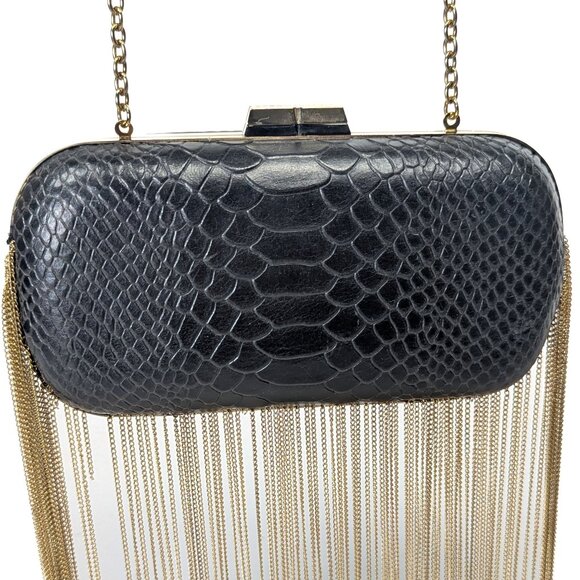BCBG MAX AZRIA Croc Print Gold Fringes Evening Purse - NEW NWT - Picture 6 of 16